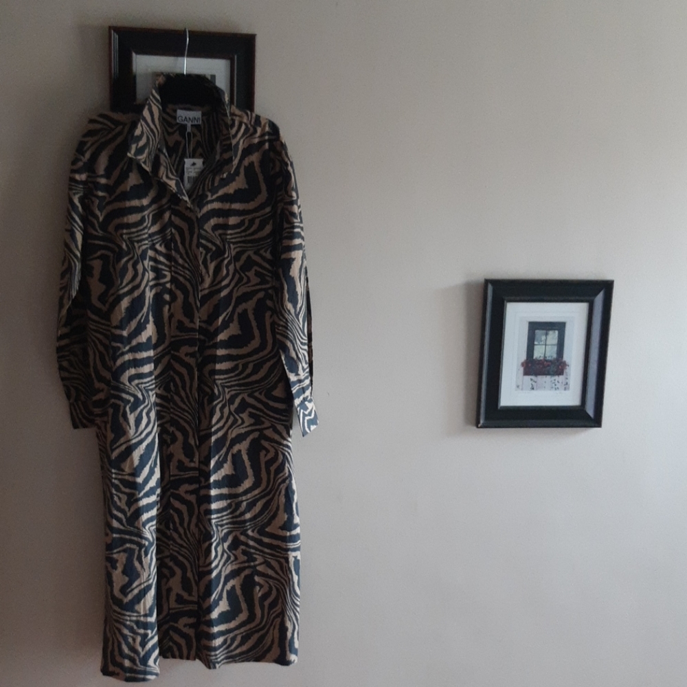 Ganni Zebra Print Cotton Dress - Picture 3 of 14